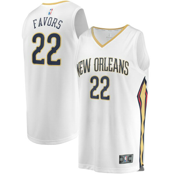Camiseta Derrick Favors 22 New Orleans Pelicans Association Edition Blanco Hombre